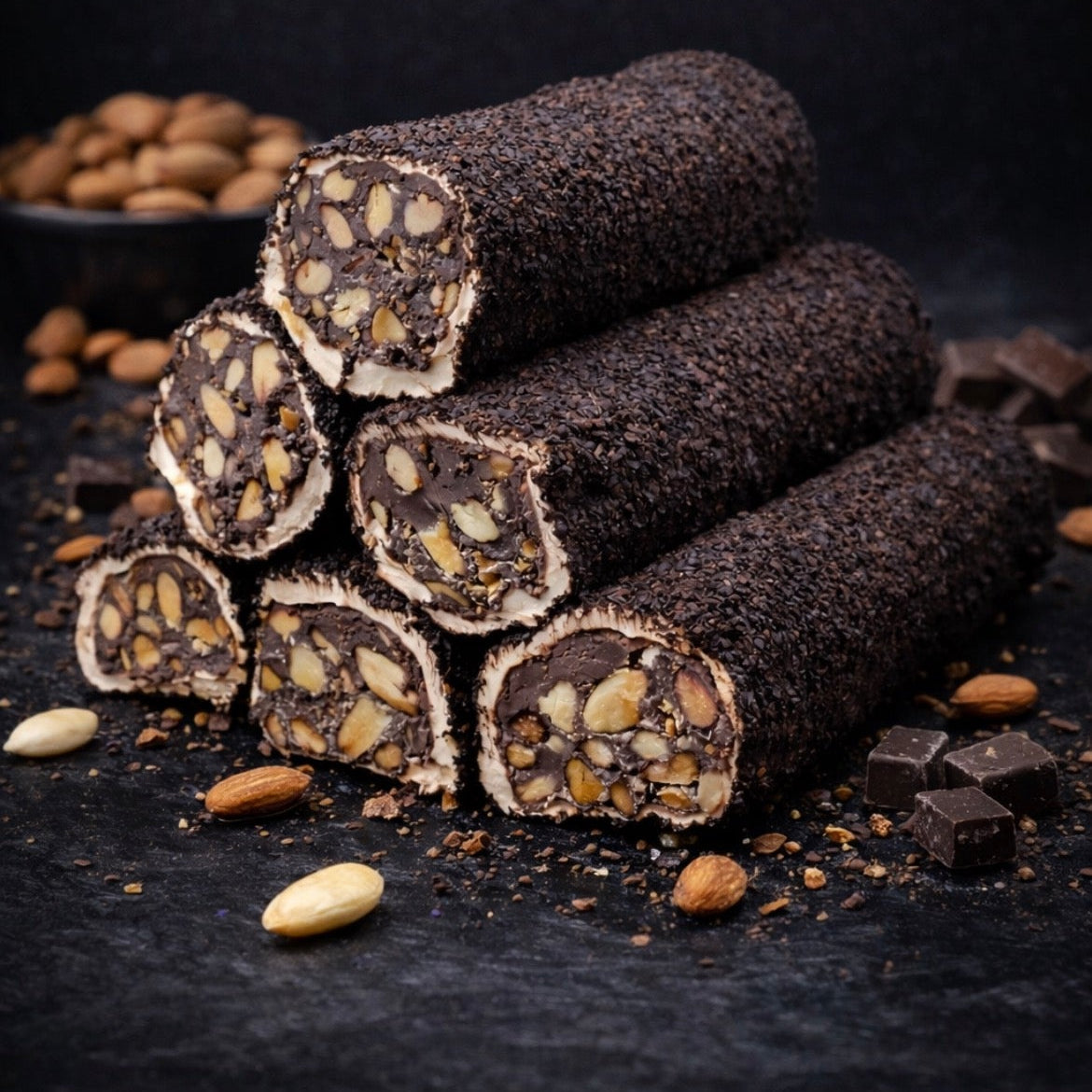 Lokum de chocolate con almendras