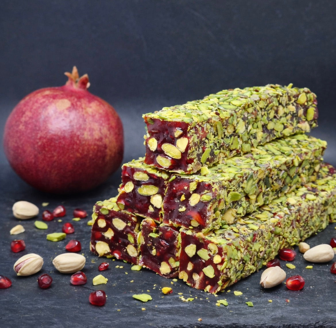 Lokum de granada con pistachos