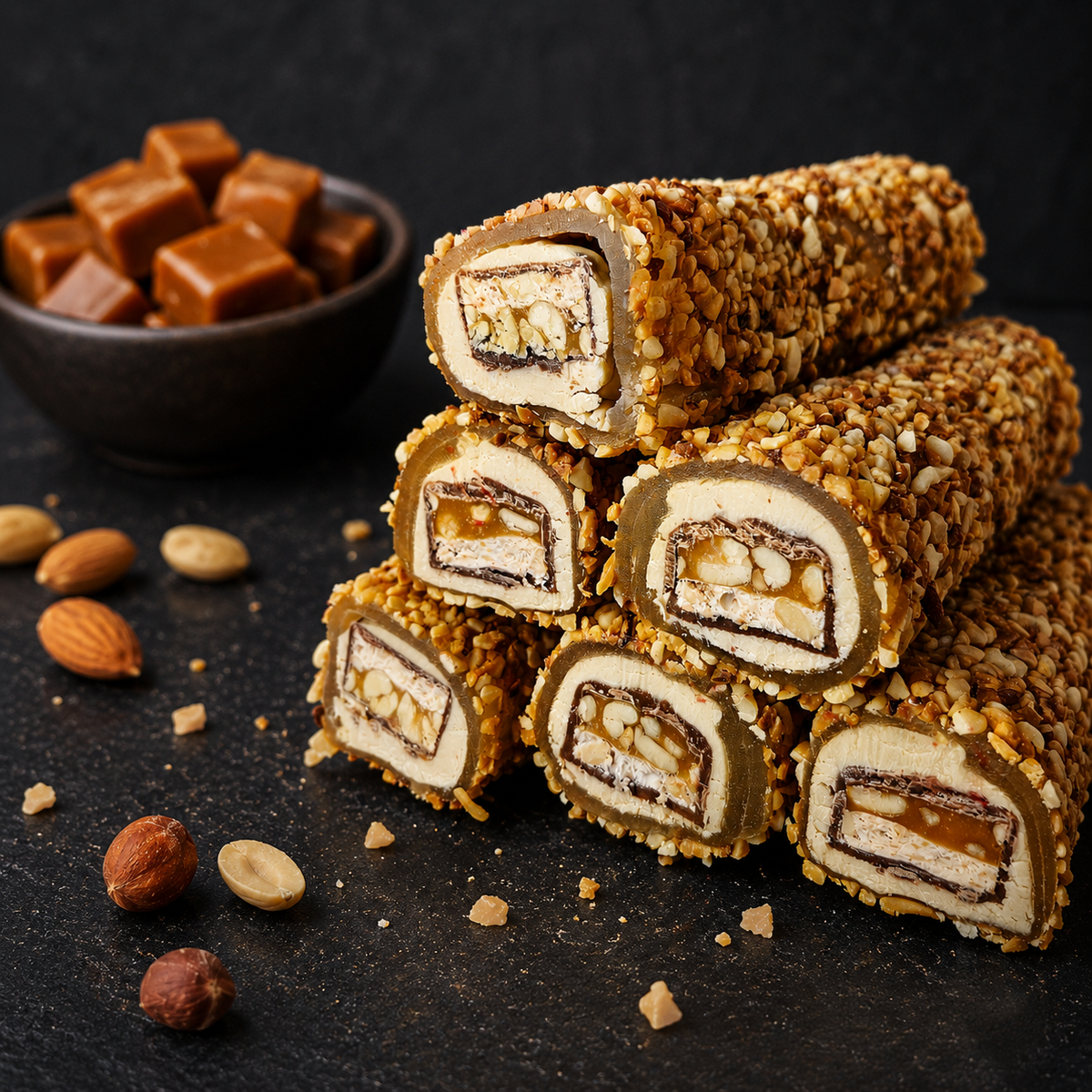 Lokum de caramelo con frutos secos